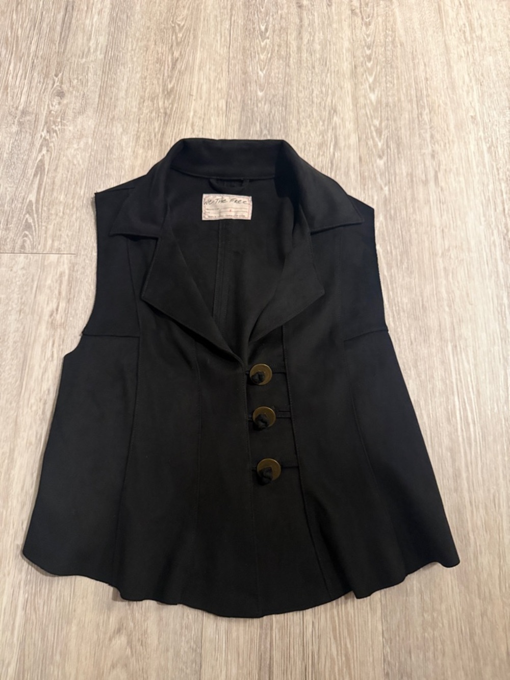 Free People Black Sleeveless Button Front Vest